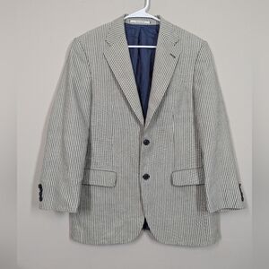 Baulmer Wool Blend Blazer Men’s Gray White Pinstripe Classic Suit Jacket Romania